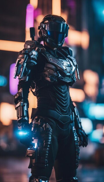 A Heroic Cyberpunk With Futuristic Armor