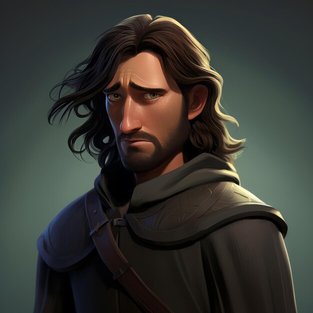 Photo the heroic journey of aragorn unleashed in vibrant pixar style