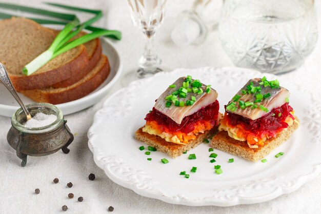 Herring appetizer with vegetables