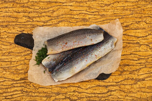 Photo herring fillet with skin