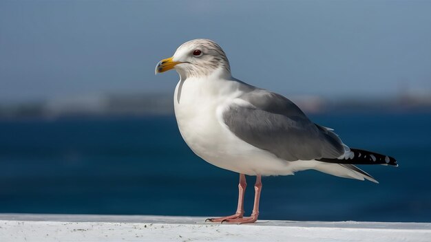 Сельдь чайка larus argentatus на белом изолированном