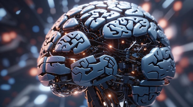 Hersenen digitale futuristische kunstmatige intelligentie gezicht technische achtergrond