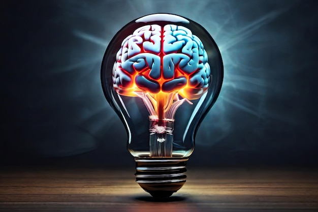 hersenen in een gloeilamp een krachtig symbool van inspiratie en innovatief denken perfect voor inzicht