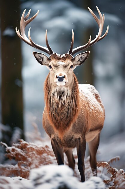 hert met sneeuw natuur achtergrond