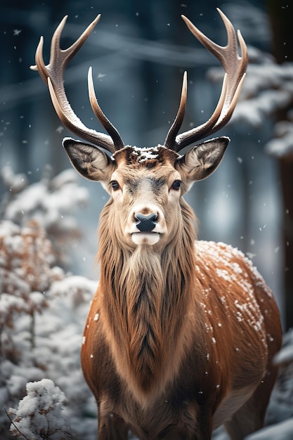 hert met sneeuw natuur achtergrond