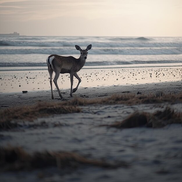 herten op het strand