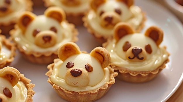 hese miniature tarts feature adorable teddy bear faces Generative Ai
