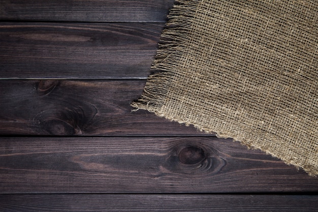 Hessian texture on wooden table