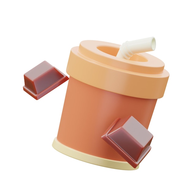 Het 3d pictogram van de Chocoladedrank isoleerde het witte gemaakt 3d teruggeven