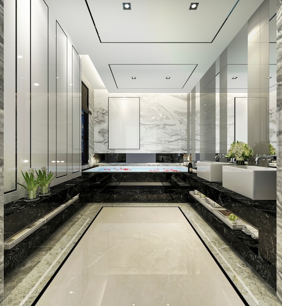 Het 3d teruggeven van luxe moderne badkamers