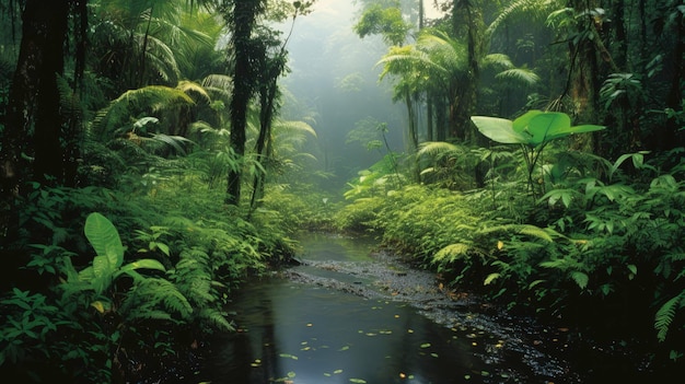 Het Amazone-regenwoud Brazilië, diverse wilde dieren, weelderig Gemaakt met generatieve AI-technologie