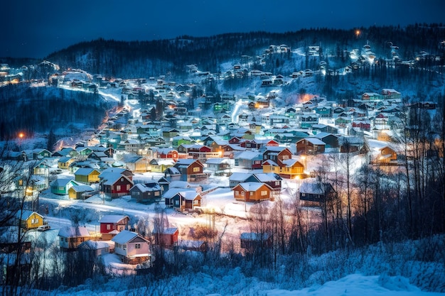 Foto het avondlandschap en skigebied van de franse alpen saint jean d'arves
