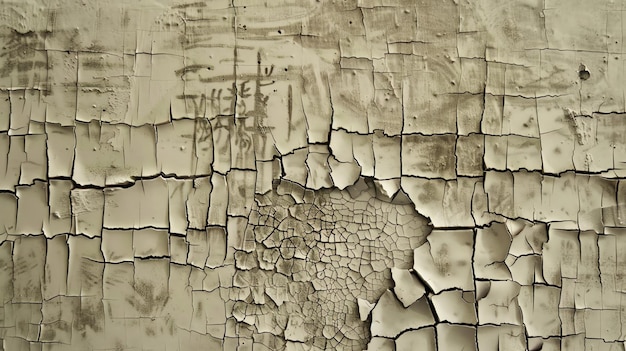 Foto het beeld is een close-up van een gebarsten en afvallen geschilderde muur