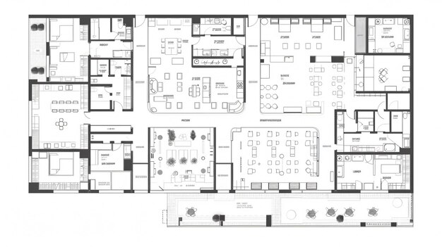 Foto het beeld is een zwart-witte plattegrond van een schoonheidssalon