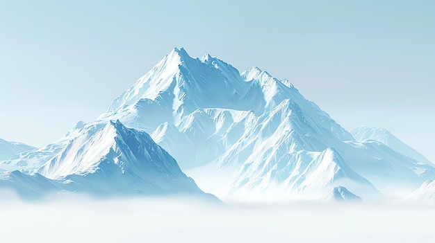 Het beeld is van een besneeuwde bergketen de bergen zijn in de verte en zijn bedekt met sneeuw