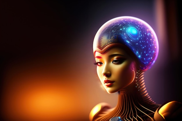 het beeld van de kunstmatige intelligentie van de toekomst die het beeld van het menselijke brein genereert