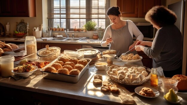 Foto het bereiden van traditionele pascha-gerechten in een keuken