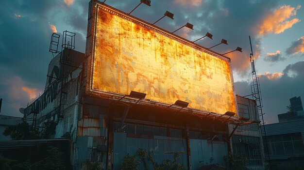 Foto het billboard van het gebouw is leeg een lege mock-up van een informatieve buitenbanner generative ai
