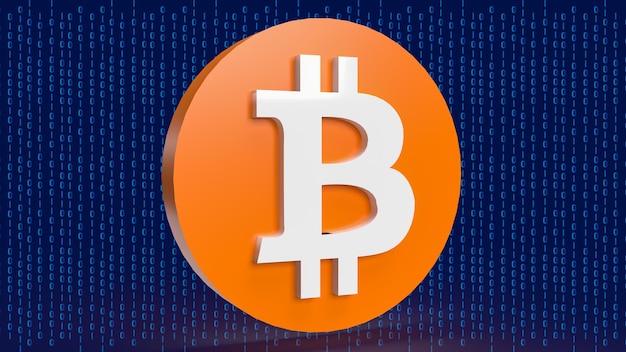 Het bitcoin-symbool op digitale achtergrond voor bedrijfsconcept 3D-rendering