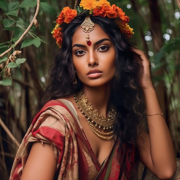 Het boeiende Indiase Instagram-model combineert moeiteloos traditie met moderniteit die door Ai is gegenereerd