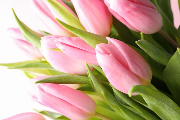 Het boeket van mooie roze tulpen, sluit omhoog