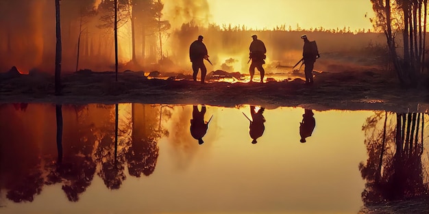 Het brandweerteam bestrijdt een bosbrand Ia generatief