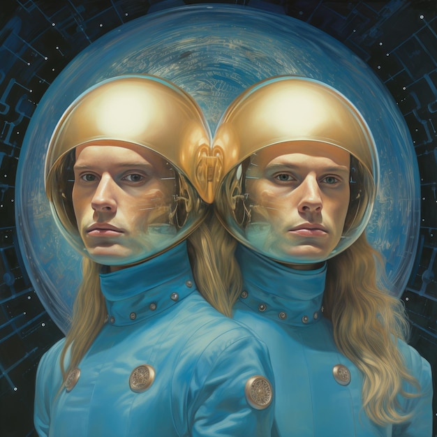 Het buitenaardse duo Kosmische ontmoetingen van de goudharige mensen
