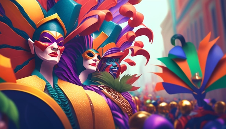 Foto het carnavalspartytje wacht op de tijd om zich aan te kleden en te vieren.