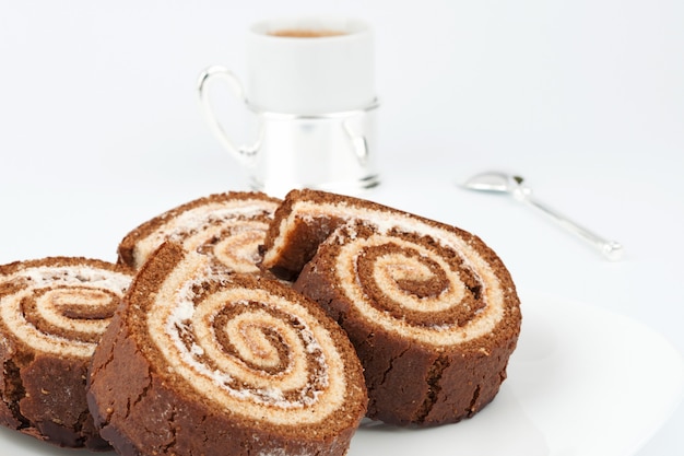 Het close-up van het vier chocoladecakebroodje