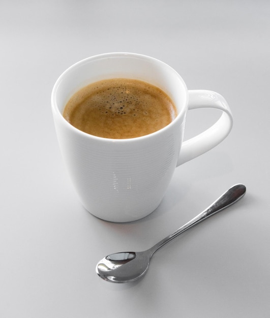 Het Coffee lover concept, een witte kop koffie.