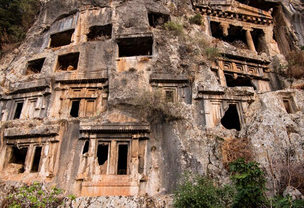 Het complex van oude ruïnes in fethiye turkiye