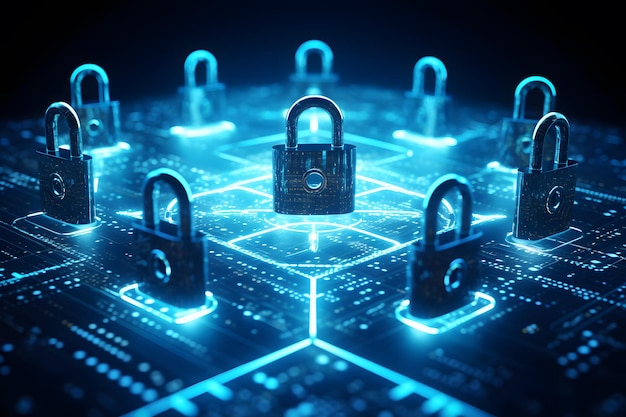 Het concept van cybersecurity om vertrouwelijke informatie te beschermen Internet Veilige gegevensverwerking