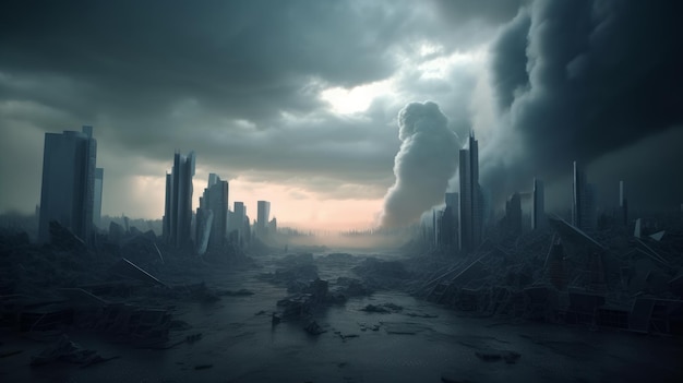 Het concept van de toekomstige apocalyps Digitale kunst