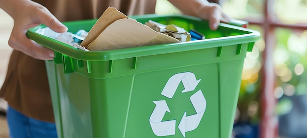 Foto het concept van het sorteren van recycleerbaar afval