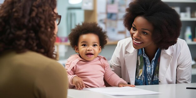 Foto het concept van kindergezondheidsoverleg met een arts