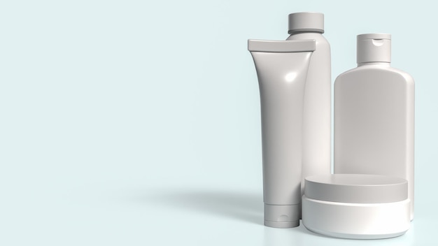 Het cosmetische pakket op wit achtergrondbeeld 3D-weergave