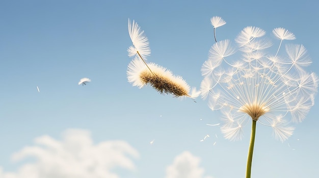 Het creëren van een delicate paardenbloem in de bries