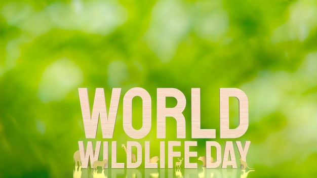 Het dier en de tekst voor World Wildlife Day concept 3D-rendering