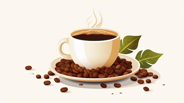 Het drinken van koffiekopje met bonen geïsoleerde witte achtergrond AI Gegenereerde art