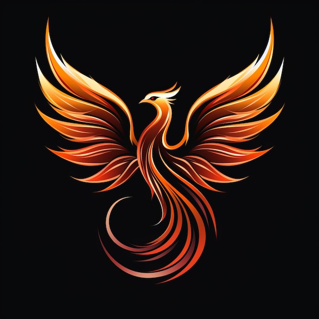Het elegante Phoenix-logo op een zwart doek