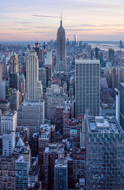 Het Empire State Building en Manhattan vanaf de top van de rots Rockefeller Center New York