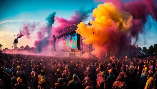 Foto het enorme holi-festival.