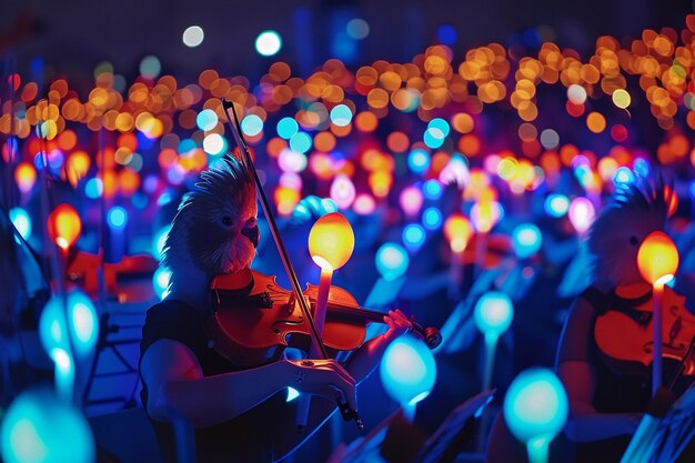 Foto het fluiten verwondert budgerigars in concert