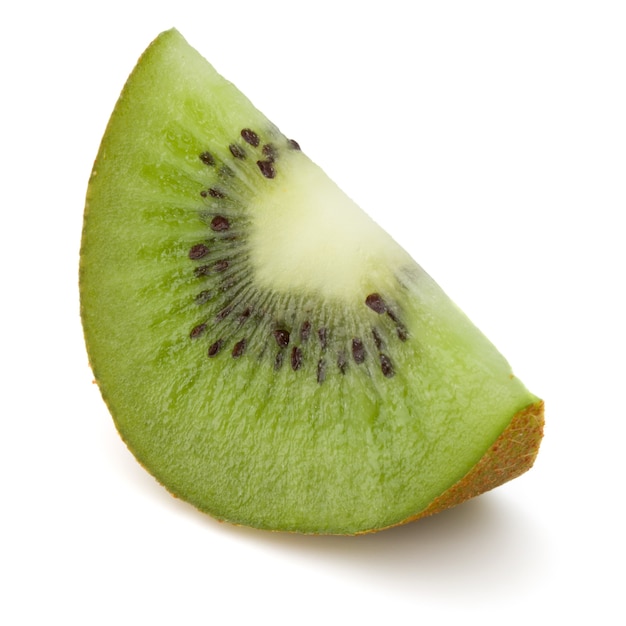 Het fruitplak van de kiwi op wit knipsel wordt geïsoleerd dat als achtergrond