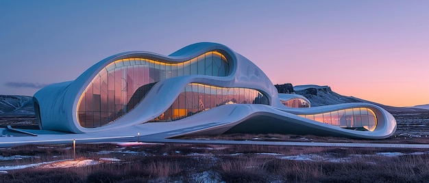 Het gebouw is gemaakt van glas en heeft een ontwerp dat het woord op de voorkant zegt