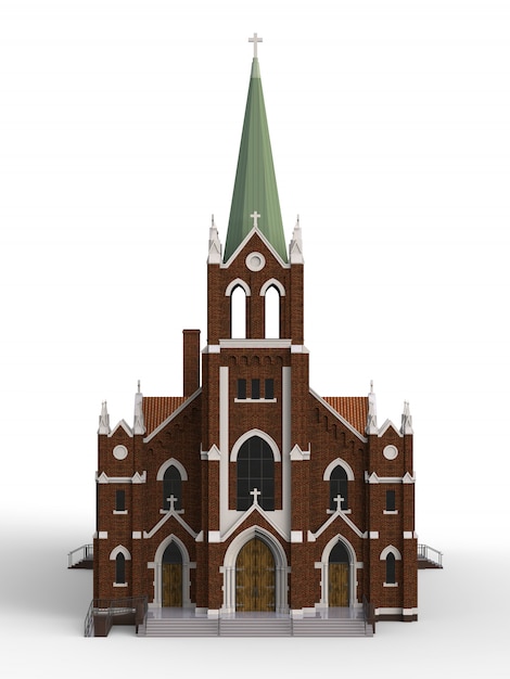 Het gebouw van de katholieke kerk, uitzicht van verschillende kanten