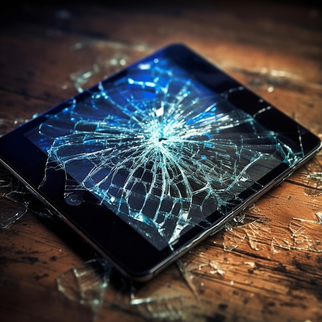 Foto het gebroken smartphone scherm