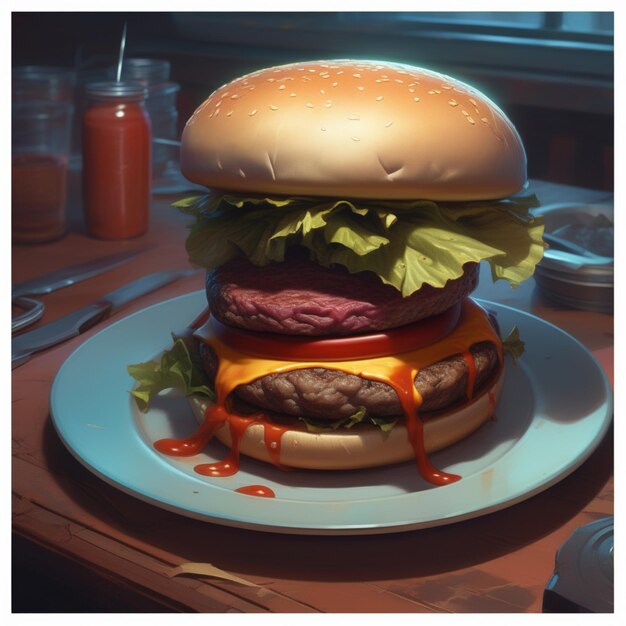 Foto het genieten van de perfecte cheeseburger