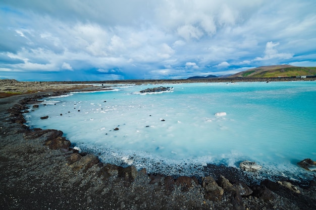 Het geothermische bad van de blauwe lagune