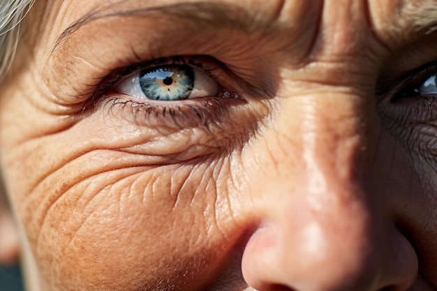 Foto het gezicht van een mooie 70-jarige vrouw close-up fotografie